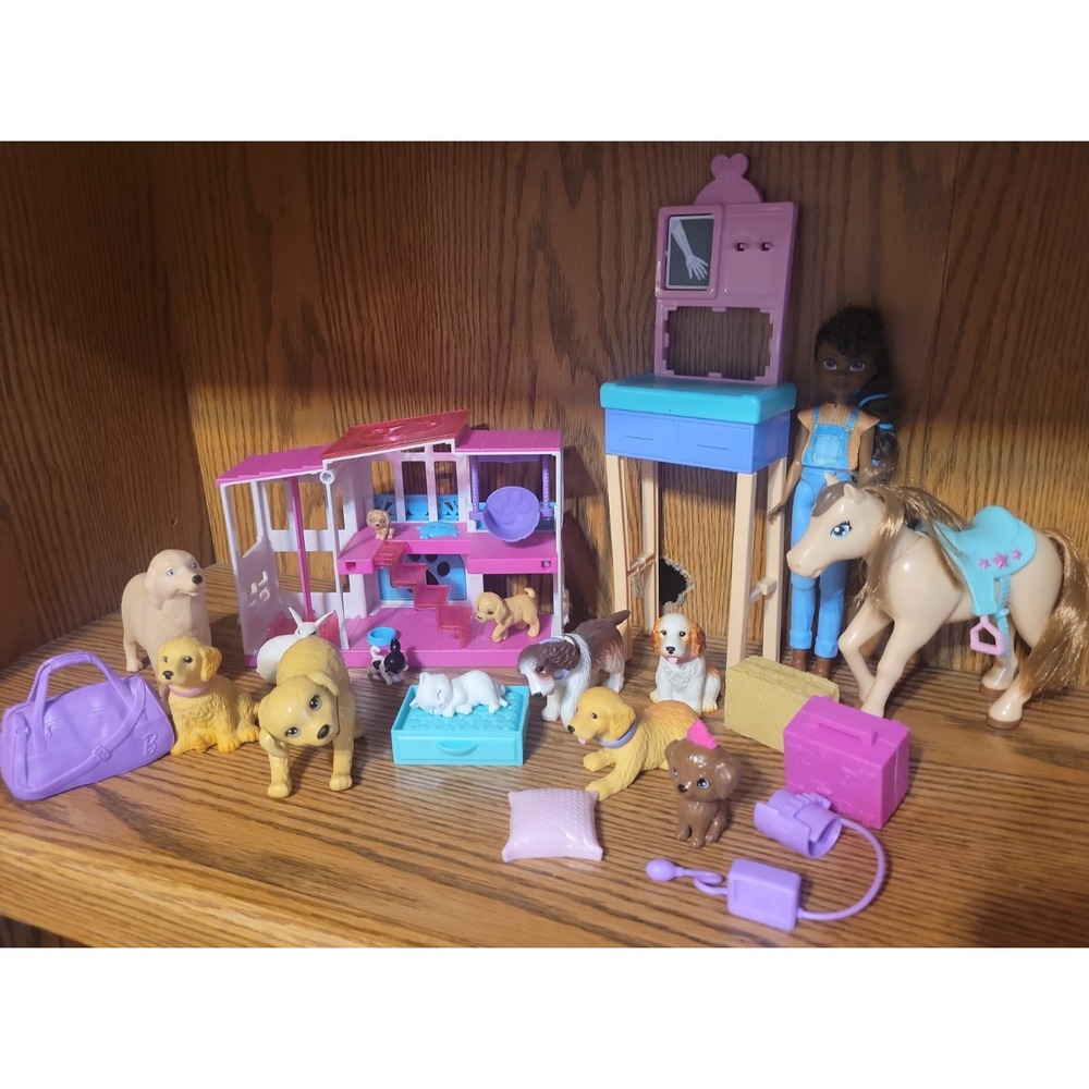 Barbie Animals pet Vet hang out mixed lot of toys accessories bobble head dogs